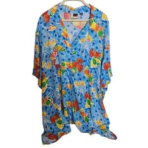Blue CST Sport Hawaiian Shirt with Beach Icons